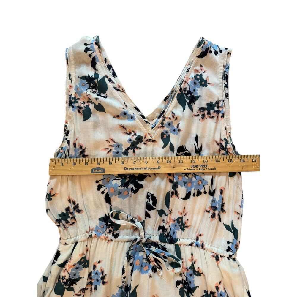 Lucky Brand Cream Floral Maxi Dress | V-Neck | Drawstring Waist | Size L - Picture 4 of 10